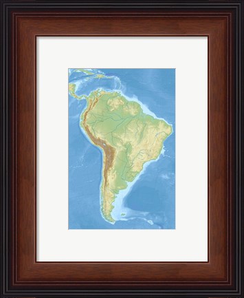 Framed South America relief location map Print