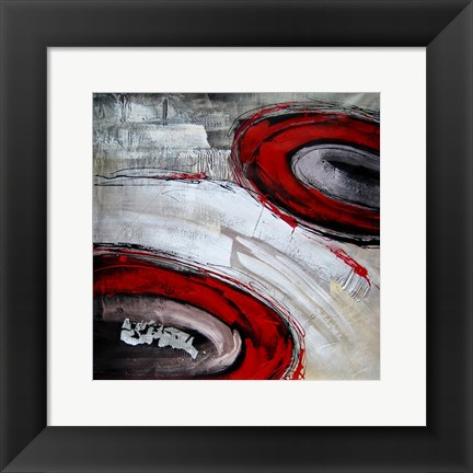 Framed Abstract Circles I - red Print