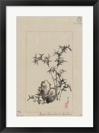 Framed Rock and Bamboo in Garden Print