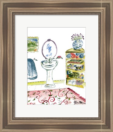 Framed Girl Bathroom II Print
