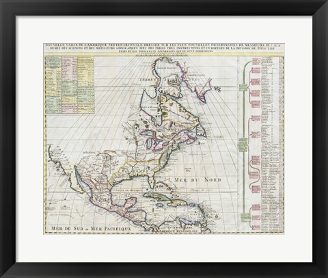 Framed 1720 Chatelain Map of North America Print