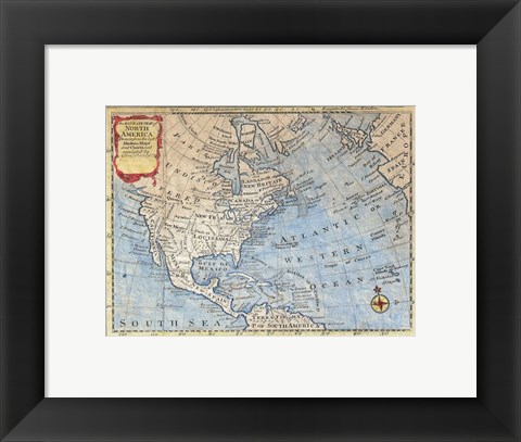 Framed 1747 Bowen Map of North America Print