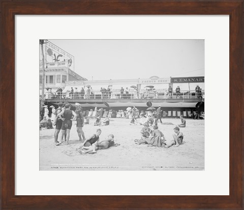 Framed Boardwalk from the beach, Atlantic City, NJ Print