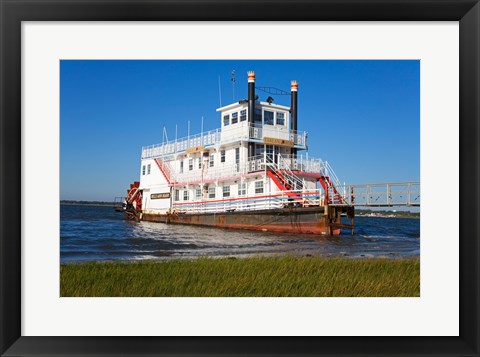 Framed Paddle Steamer on Lakes Bay, Atlantic City, New Jersey, USA Print