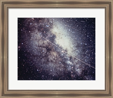 Framed Echo Satellite Trail  In Milky Way Print