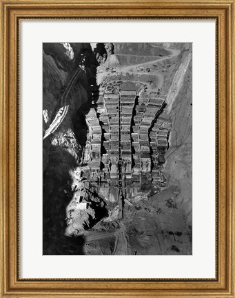 Framed Dam structure as seen from skip on 150-ton cableway. View is made on center line of structure from elevation 1000 Print