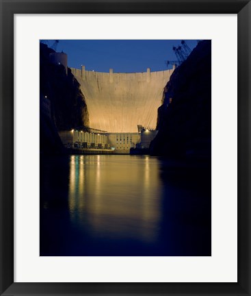 Framed Hoover Dam at night Print