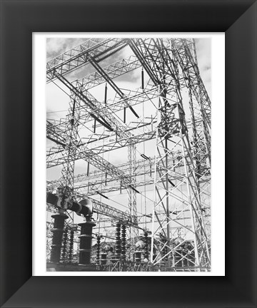 Framed Photograph Looking Up at Wires of the Boulder Dam Power Units, 1941 Print