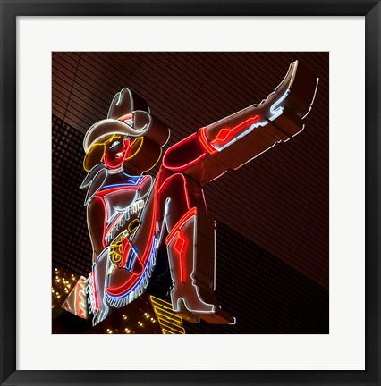 Framed Glitter Girl neon sign at the Freemont Street Experience Print