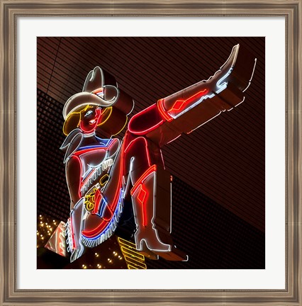 Framed Glitter Girl neon sign at the Freemont Street Experience Print