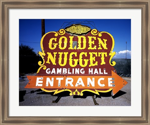 Framed Golden Nugget historic casino sign in the Neon Boneyard, Las Vegas Print