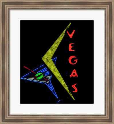 Framed Historic Vegas neon sign, Freemont Street, Las Vegas Print