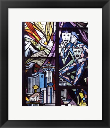 Framed Stained glass window in the Guardian Angel Cathedral, Las Vegas, Nevada Print