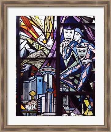 Framed Stained glass window in the Guardian Angel Cathedral, Las Vegas, Nevada Print