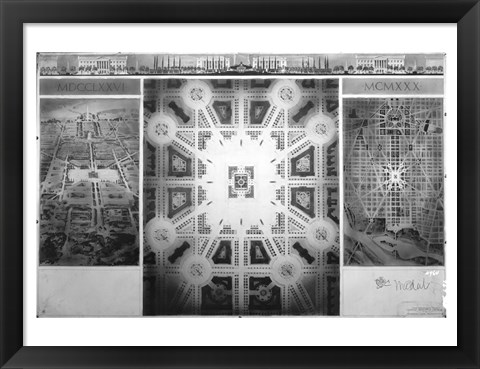 Framed Proposed drawing for Independence Square, Washington Memorial III Print