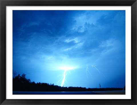 Framed Lightning Over Edson Print