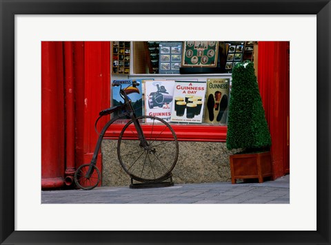 Framed Old bicycle in front of a store, Kilkenny, Ireland Print