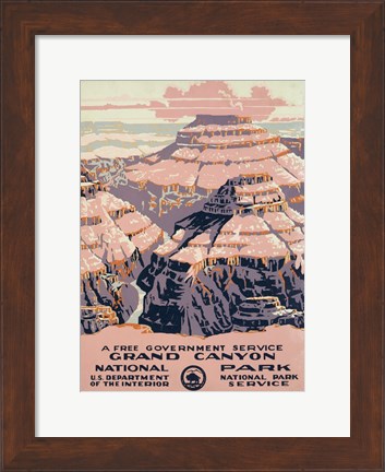 Framed Grand Canyon National Park, a free government service Print