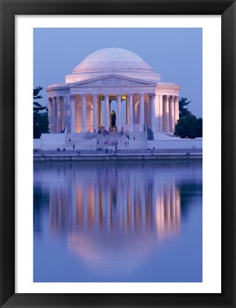 Framed Jefferson Memorial Reflection At Dusk, Washington, D.C., USA Print