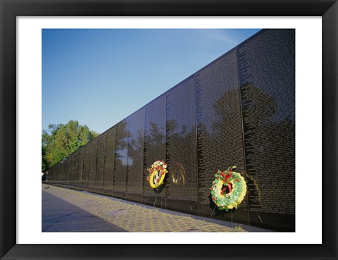 Framed Wreaths on the Vietnam Veterans Memorial Wall, Vietnam Veterans Memorial, Washington, D.C., USA Print