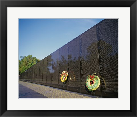 Framed Wreaths on the Vietnam Veterans Memorial Wall, Vietnam Veterans Memorial, Washington, D.C., USA Print