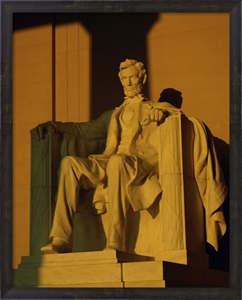Framed Low angle view of a statue, Lincoln Memorial, Washington DC, USA Print