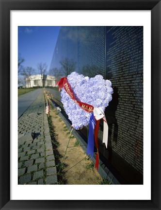 Framed Close-up of a memorial, Vietnam Veterans Memorial Wall, Vietnam Veterans Memorial, Washington DC, USA Print