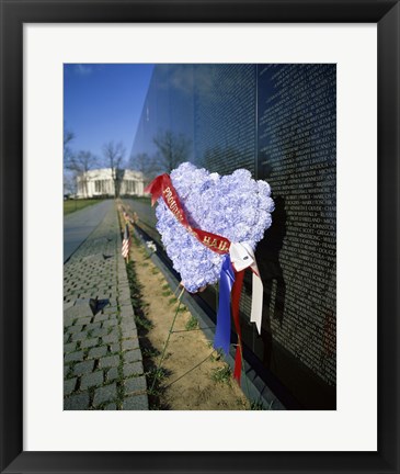 Framed Close-up of a memorial, Vietnam Veterans Memorial Wall, Vietnam Veterans Memorial, Washington DC, USA Print