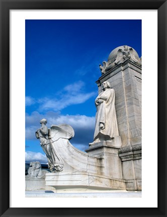 Framed Statue of Christopher Columbus in front of railroad station, Union Station, Washington DC, USA Print