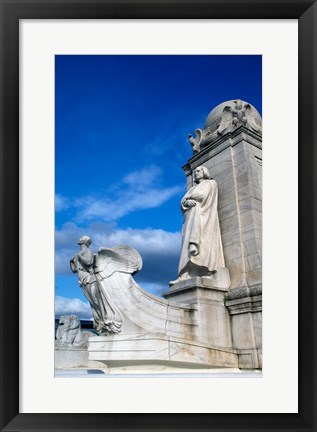 Framed Statue of Christopher Columbus in front of railroad station, Union Station, Washington DC, USA Print