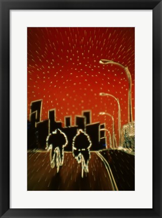 Framed Cycling at night Print