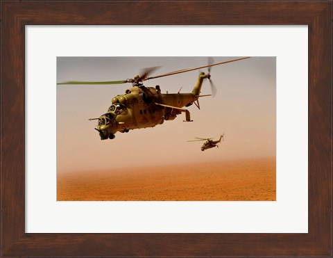 Framed Afghan Air Corps Mi-35 helicopters Print