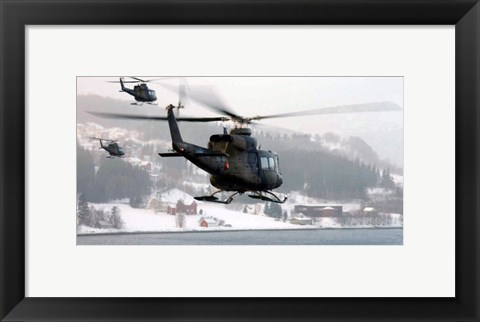 Framed Norwegian military Bell 412SP helicopters Print