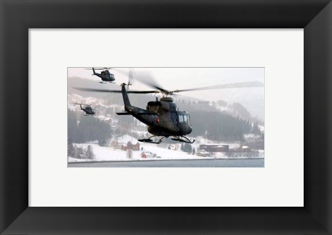 Framed Norwegian military Bell 412SP helicopters Print