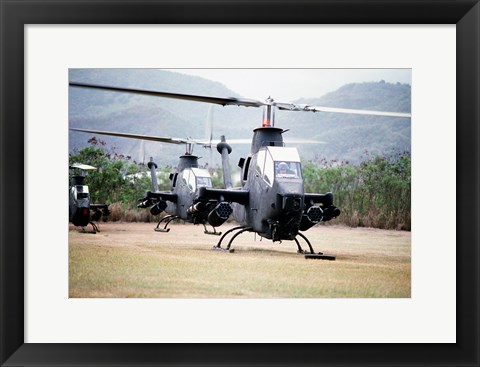 Framed Three AH-1 Cobra gunship helicopters Print