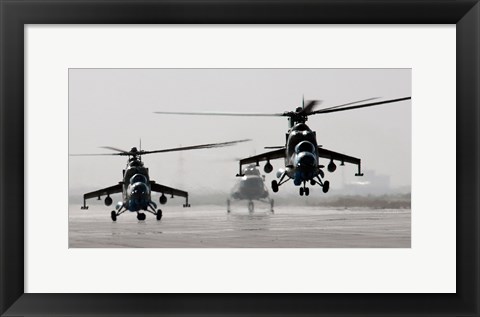 Framed MI-35 attack helicopters from the Afghan National Army Air Corps Print