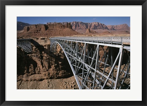 Framed Bridge across a river, Navajo Bridge, Colorado River, Grand Canyon National Park, Arizona, USA Print