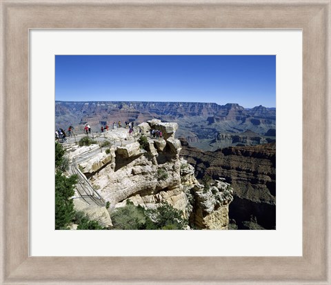 Framed High angle view of tourists at an observation point, Grand Canyon National Park, Arizona, USA Print