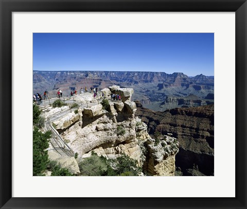 Framed High angle view of tourists at an observation point, Grand Canyon National Park, Arizona, USA Print