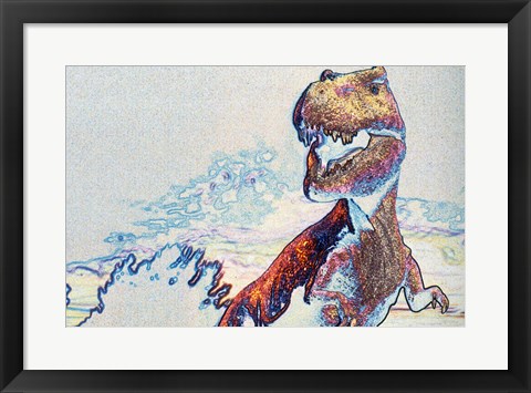 Framed Close-up of a tyrannosaurus rex in color Print