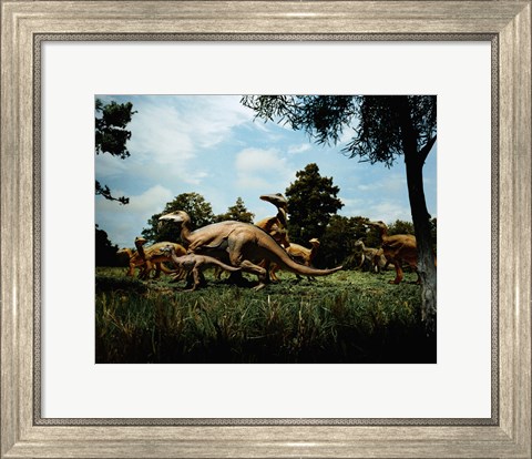 Framed Herd of Anatosaurus Print