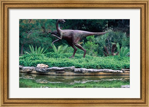 Framed Statue of Ornithomimus Dinosaur in a park, Zilker Park, Austin, Texas, USA Print