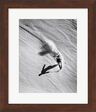 Framed High angle view of a man skiing downhill Print