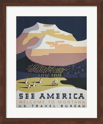 Framed See America Welcome to Montana Print