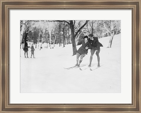 Framed Learning to Ski, Quebec Print