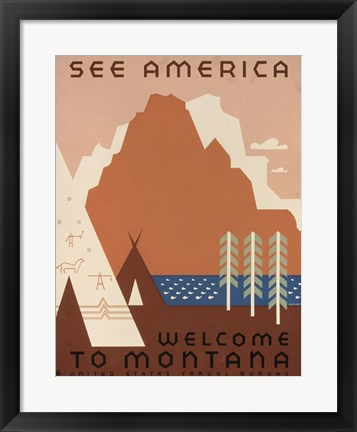 Framed See America Welcome to Montana Print