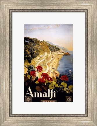 Framed Amalfi, travel poster Print