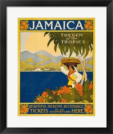 Framed Jamaica, the gem of the tropics, travel poster, 1910 Print