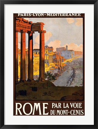 Framed Rome par la voie du Mont-Cenis, travel poster 1920 Print