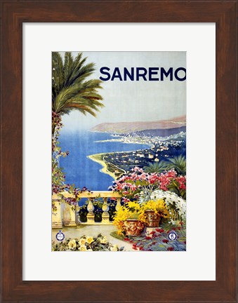 Framed San Remo, travel poster 1920 Print